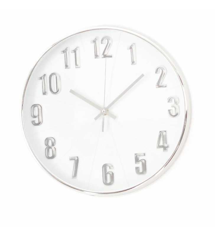 Klasyczny zegar ścienny w nowoczesnym stylu Silver Chrom cyfra M1 - dekoracyjny zegar wiszący - wyposażenie wnętrz 