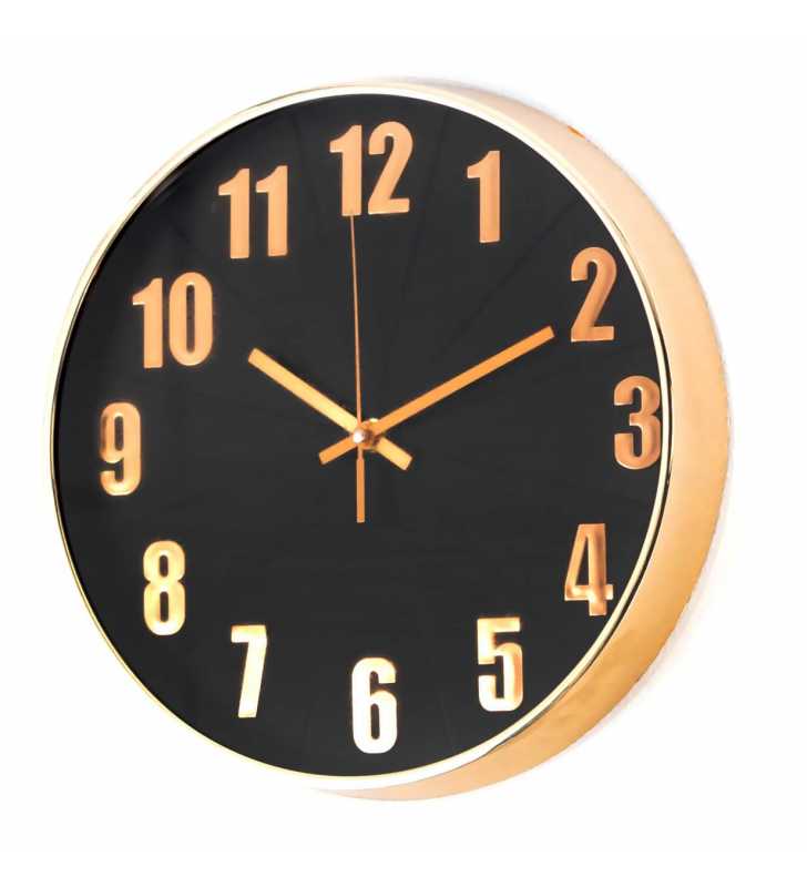 Klasyczny zegar ścienny w nowoczesnym stylu Rose - Gold - Black M1 - dekoracyjny zegar wiszący - wyposażenie wnętrz 