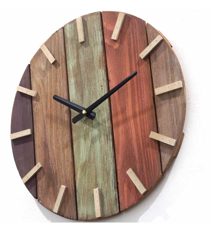 Nowoczesny zegar ścienny drewniany 3D kolor - dekoracyjny zegar wiszący - wyposażenie wnętrz 