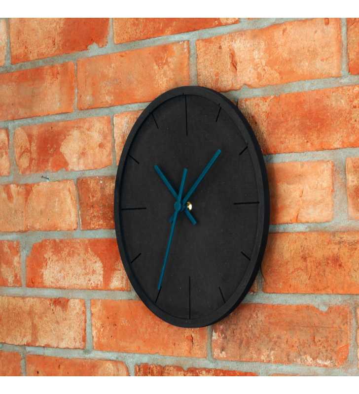 Nowoczesny zegar ścienny ECOBOARD czarno-tukusowy - dekoracyjny zegar wiszący - wyposażenie wnętrz 