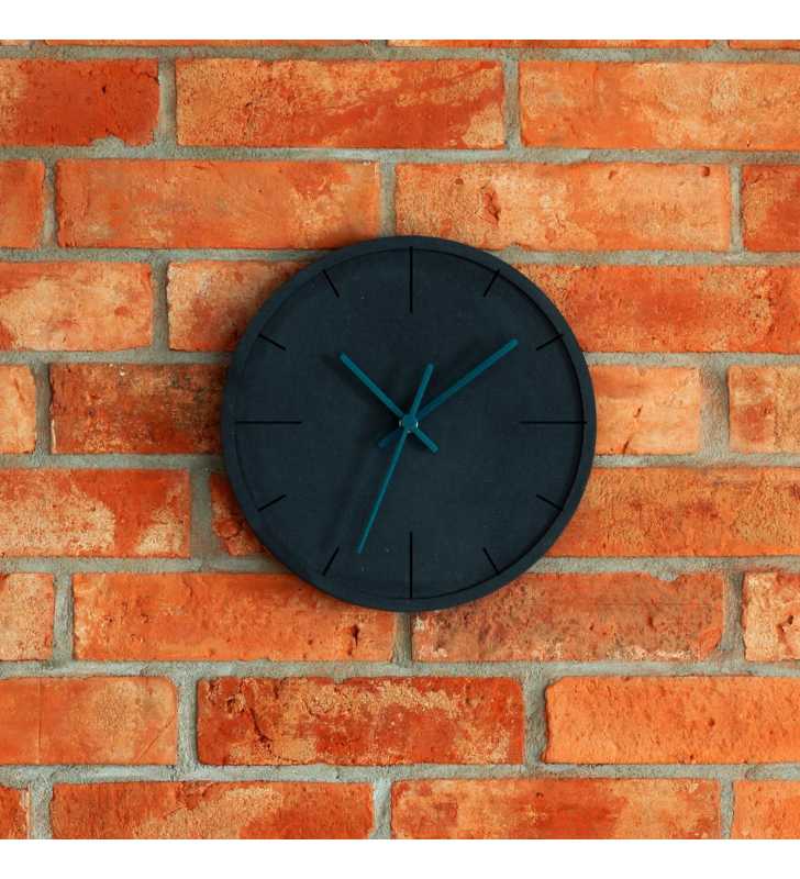 Nowoczesny zegar ścienny ECOBOARD czarno-tukusowy - dekoracyjny zegar wiszący - wyposażenie wnętrz 