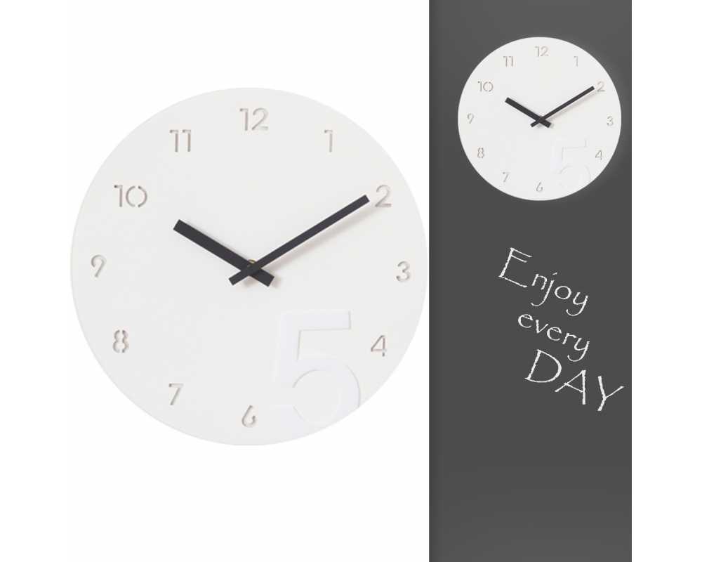 Nowoczesny zegar ścienny minimalistyczny biało-czarny - dekoracyjny zegar wiszący - wyposażenie wnętrz 