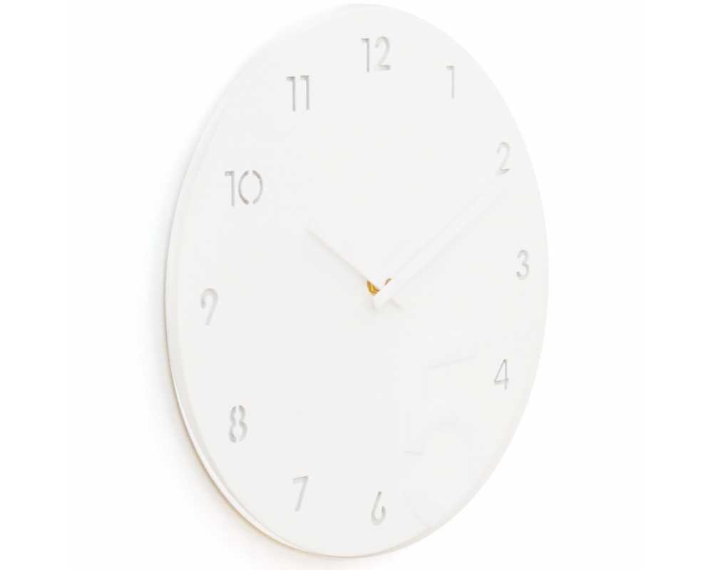 Nowoczesny zegar ścienny minimalistyczny biały - dekoracyjny zegar wiszący - wyposażenie wnętrz 