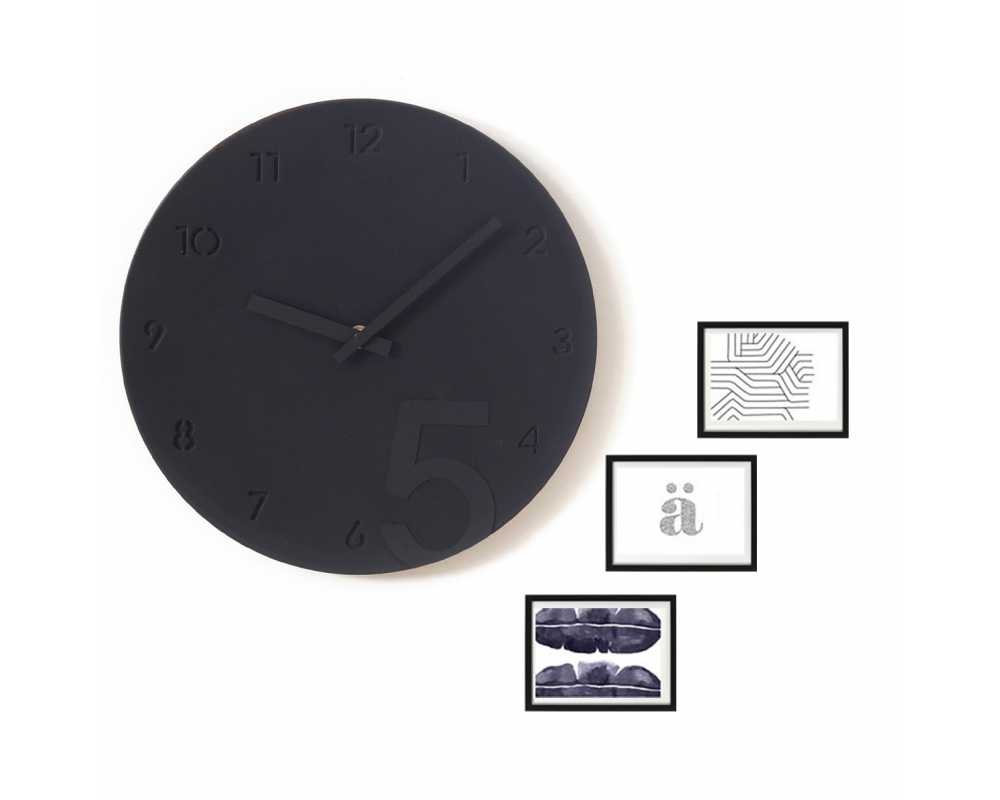 Zegar z ramkami na zdjęcia - Nowoczesny zegar ścienny ramki na zdjęcia czarny 3 zdjęcia