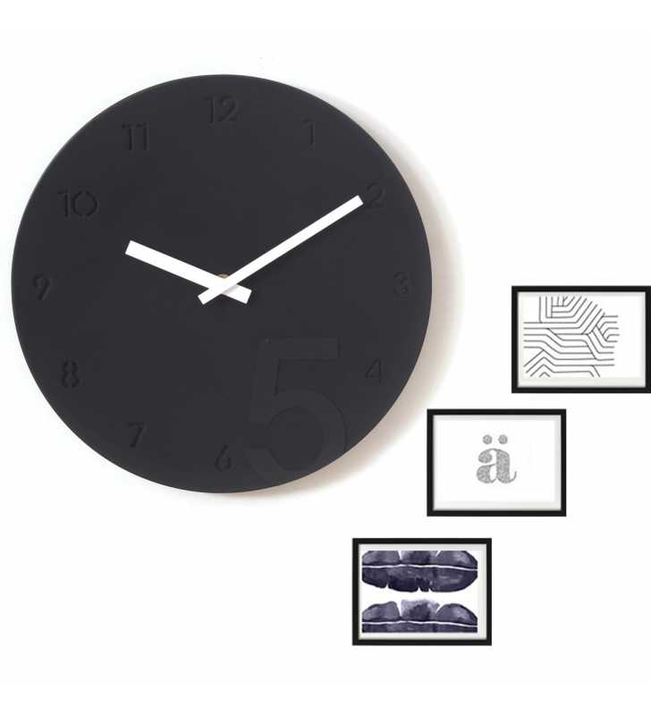 Zegar z ramkami na zdjęcia - Nowoczesny zegar ścienny ramki na zdjęcia czarno-biały