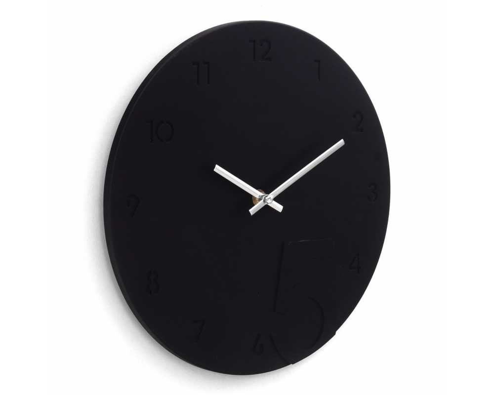 Nowoczesny zegar ścienny  czarno-srebrny - dekoracyjny zegar wiszący - wyposażenie wnętrz 
