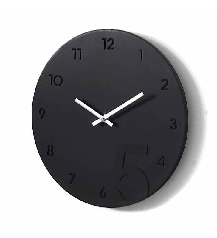 Nowoczesny zegar ścienny  czarno-srebrny - dekoracyjny zegar wiszący - wyposażenie wnętrz 
