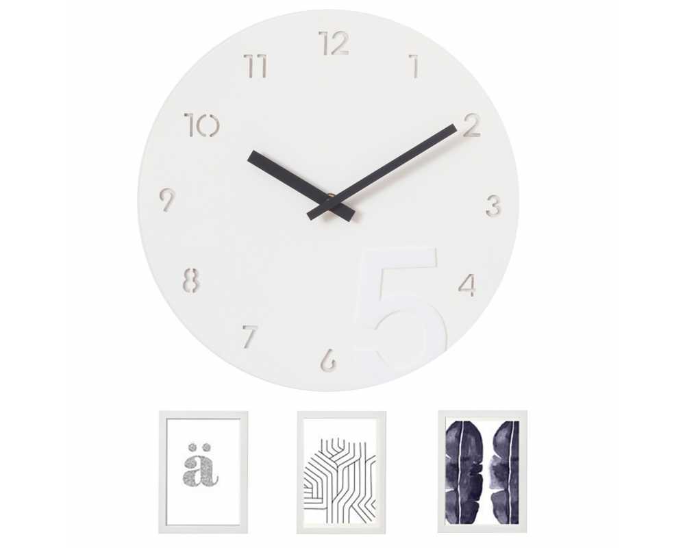 Zegar z ramkami na zdjęcia - Nowoczesny zegar ścienny Ramki na zdjęcia biało-czarny