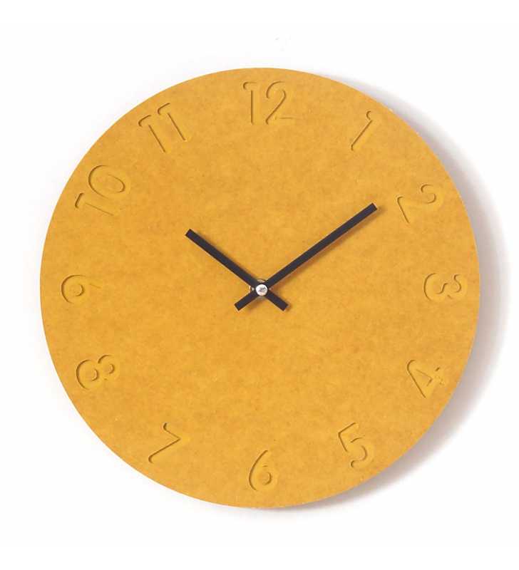 Nowoczesny zegar ścienny ECOBOARD żółty - dekoracyjny zegar wiszący - wyposażenie wnętrz 