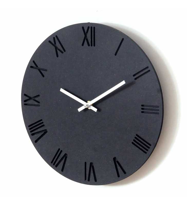 Nowoczesny zegar ścienny ECOBOARD RZYMSKI czarny - dekoracyjny zegar wiszący - wyposażenie wnętrz 