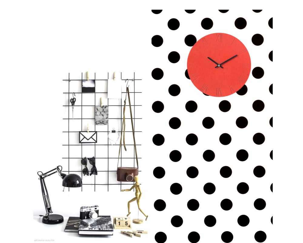Nowoczesny zegar ścienny ECOBOARD RZYMSKI czerwony - dekoracyjny zegar wiszący - wyposażenie wnętrz 
