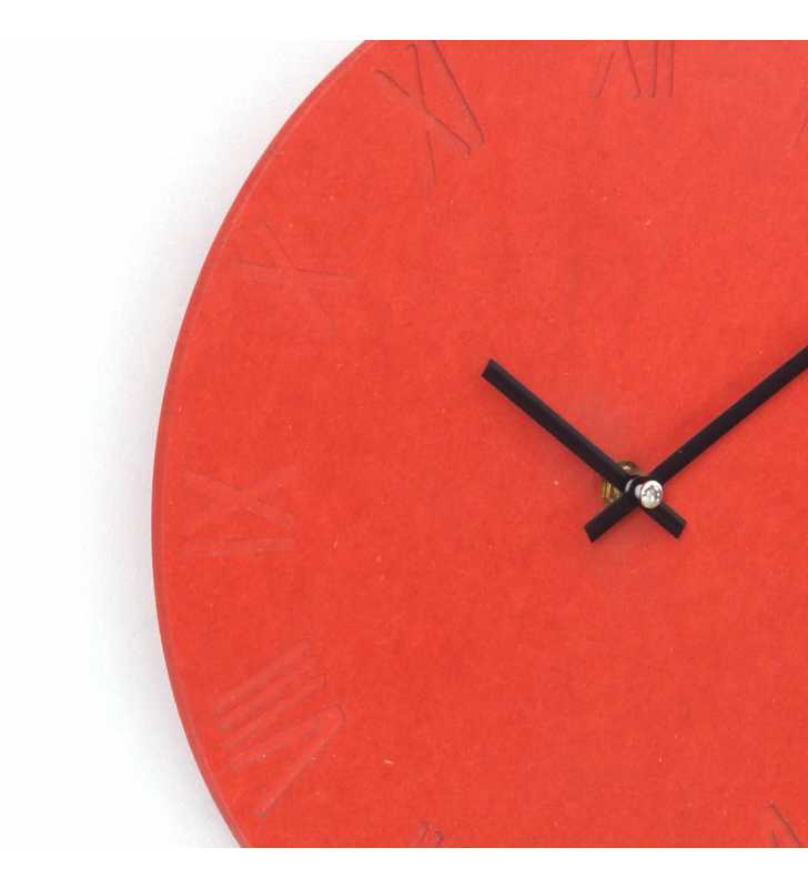 Nowoczesny zegar ścienny ECOBOARD RZYMSKI czerwony - dekoracyjny zegar wiszący - wyposażenie wnętrz 