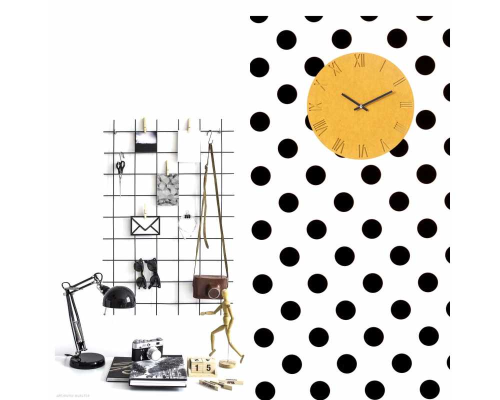 Nowoczesny zegar ścienny ECOBOARD RZYMSKI żołty - dekoracyjny zegar wiszący - wyposażenie wnętrz 