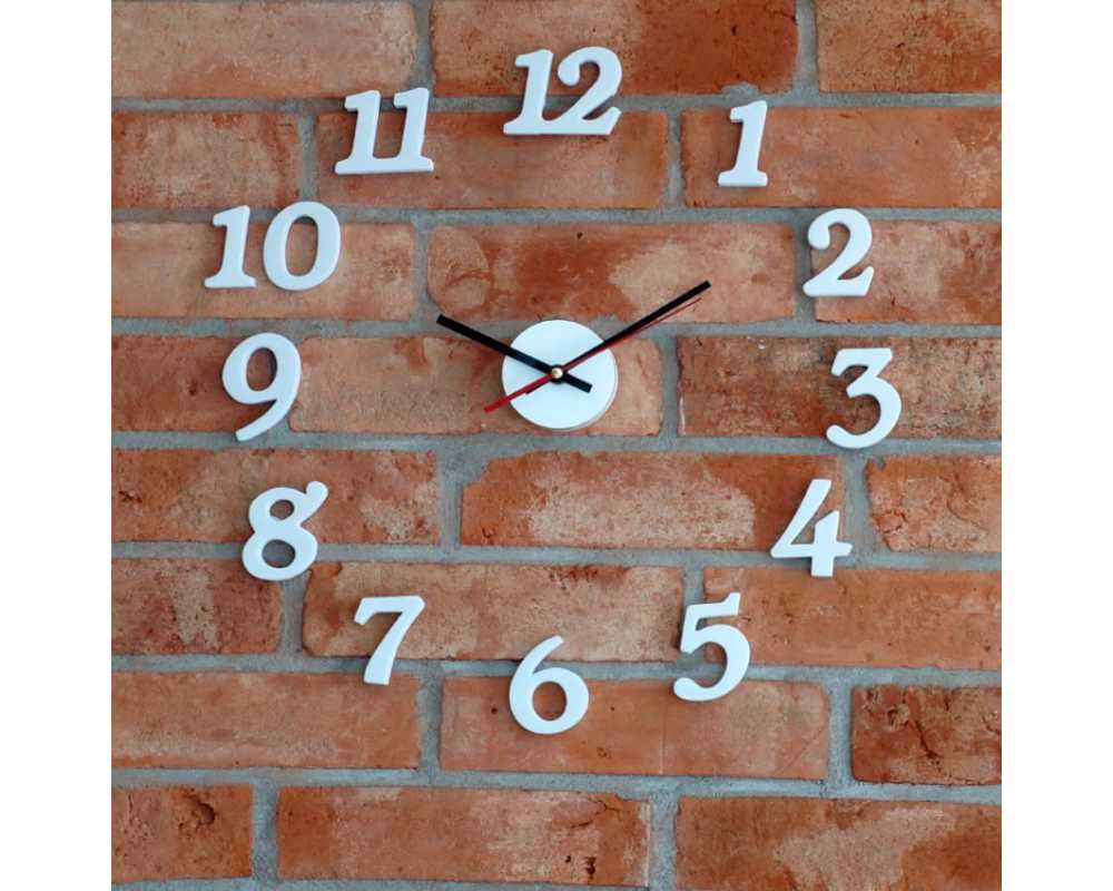 Nowoczesny zegar ścienny do przyklejenia na ścianę do 50 cm biały - dekoracyjny zegar wiszący - wyposażenie wnętrz 