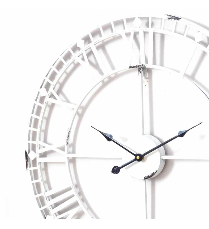Zegar ścienny retro metalowy LOFT biały 60 cm - dekoracyjny zegar wiszący - wyposażenie wnętrz 