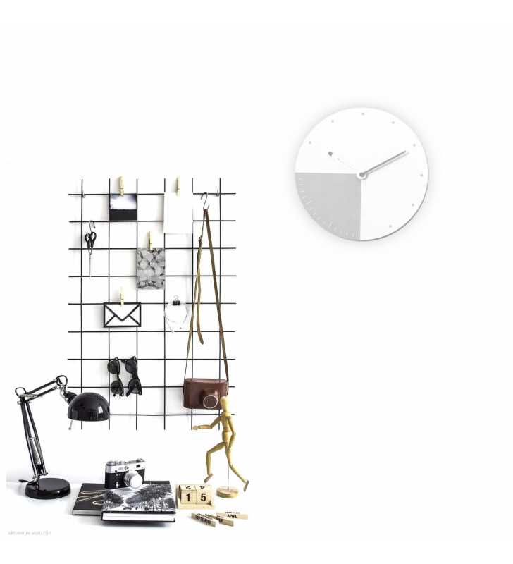 Nowoczesny designerski zegar ścienny CICHY biało szary M1 - dekoracyjny zegar wiszący - wyposażenie wnętrz 