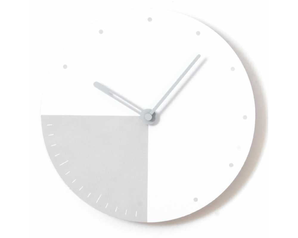 Nowoczesny designerski zegar ścienny CICHY biało szary M2 - dekoracyjny zegar wiszący - wyposażenie wnętrz 