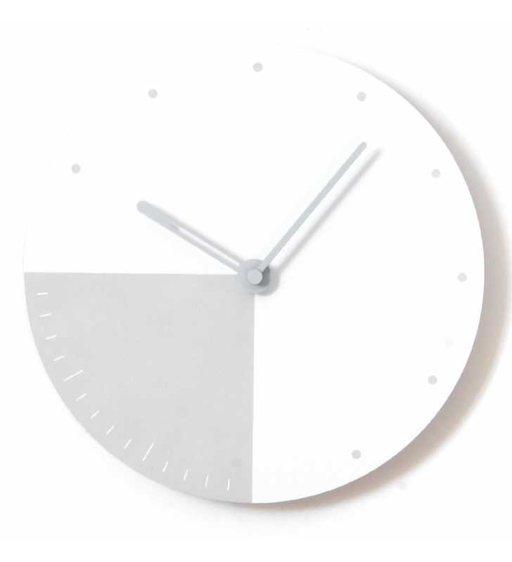 Nowoczesny designerski zegar ścienny CICHY biało szary M2 - dekoracyjny zegar wiszący - wyposażenie wnętrz 