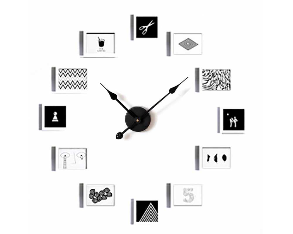 Zegar z ramkami na zdjęcia - Nowoczesny zegar ścienny ramki ramka na zdjęcia XXL biało czarny