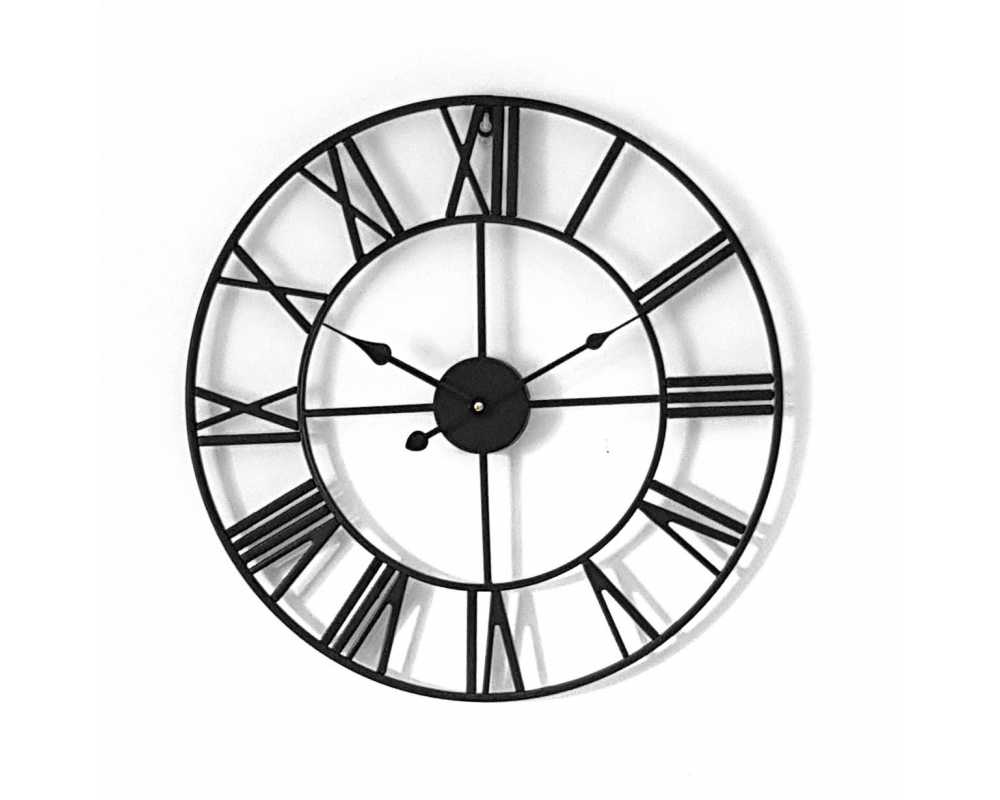 Zegar ścienny metalowy VINTAGE Shabby LOFT czarny 50 cm - dekoracyjny zegar wiszący - wyposażenie wnętrz 