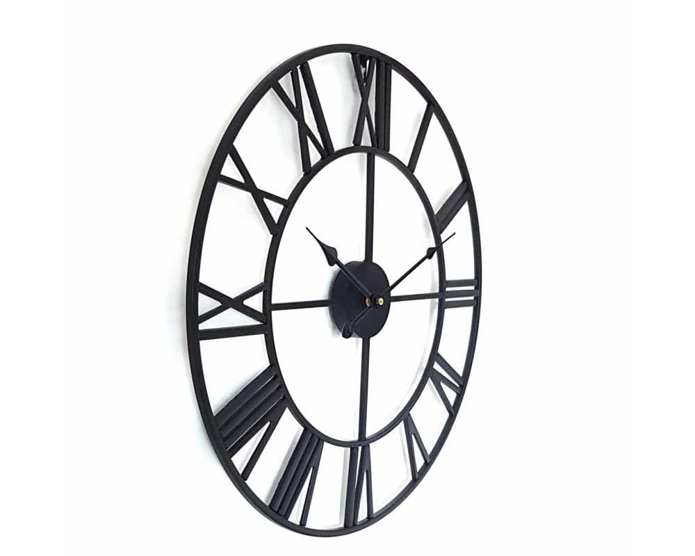 Zegar ścienny metalowy VINTAGE Shabby LOFT czarny 50 cm - dekoracyjny zegar wiszący - wyposażenie wnętrz 