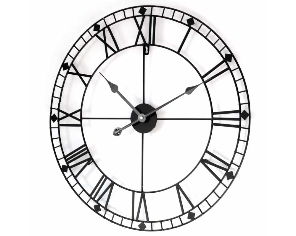 Metalowy zegar ścienny VINTAGE Shabby LOFT 80 cm czarny minuty - dekoracyjny zegar wiszący - wyposażenie wnętrz
