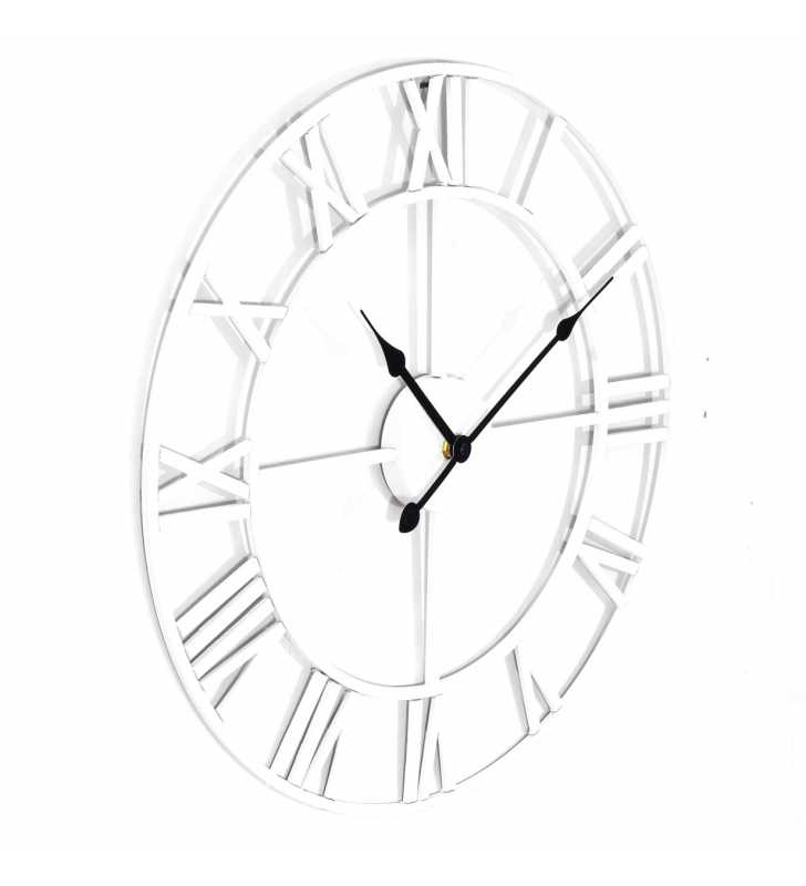 Duży zegar ścienny Loft biały metalowy 58 cm 