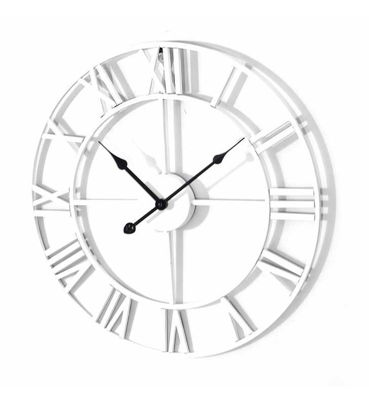 Duży zegar ścienny Loft biały metalowy 58 cm 