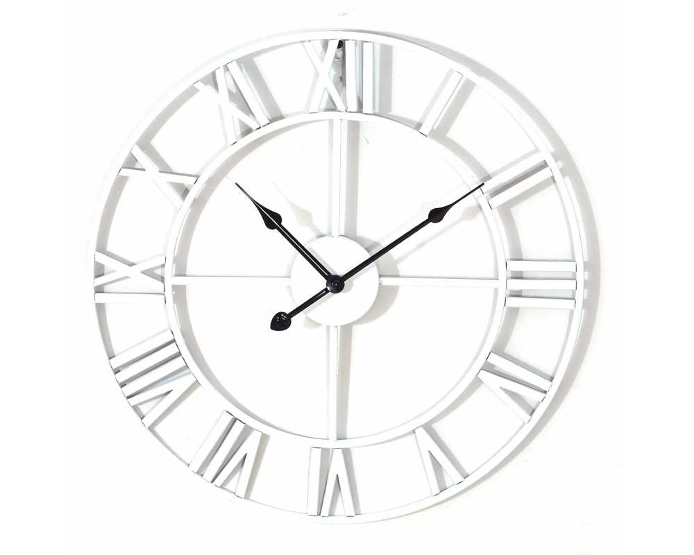 Duży zegar ścienny Loft biały metalowy 58 cm