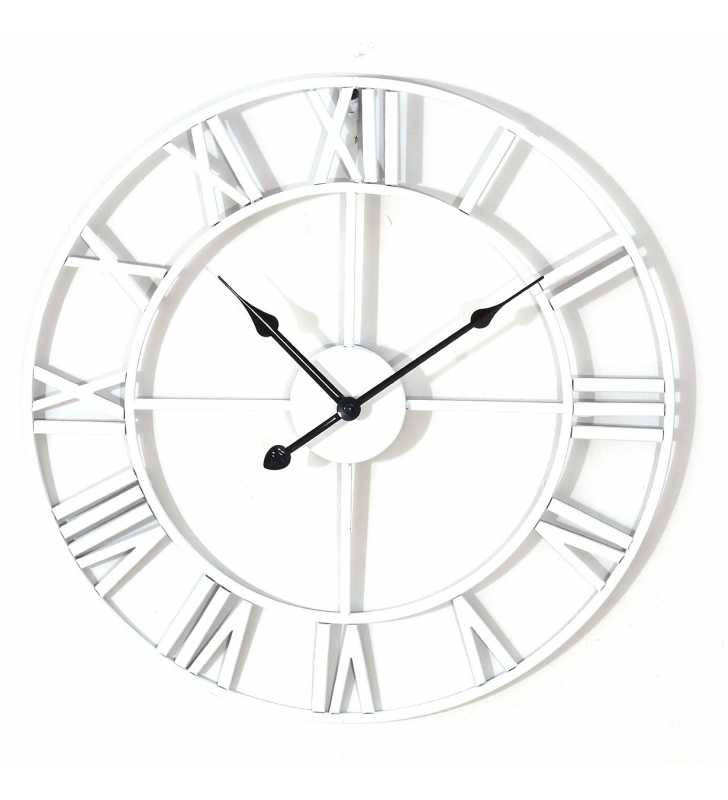 Duży zegar ścienny Loft biały metalowy 58 cm