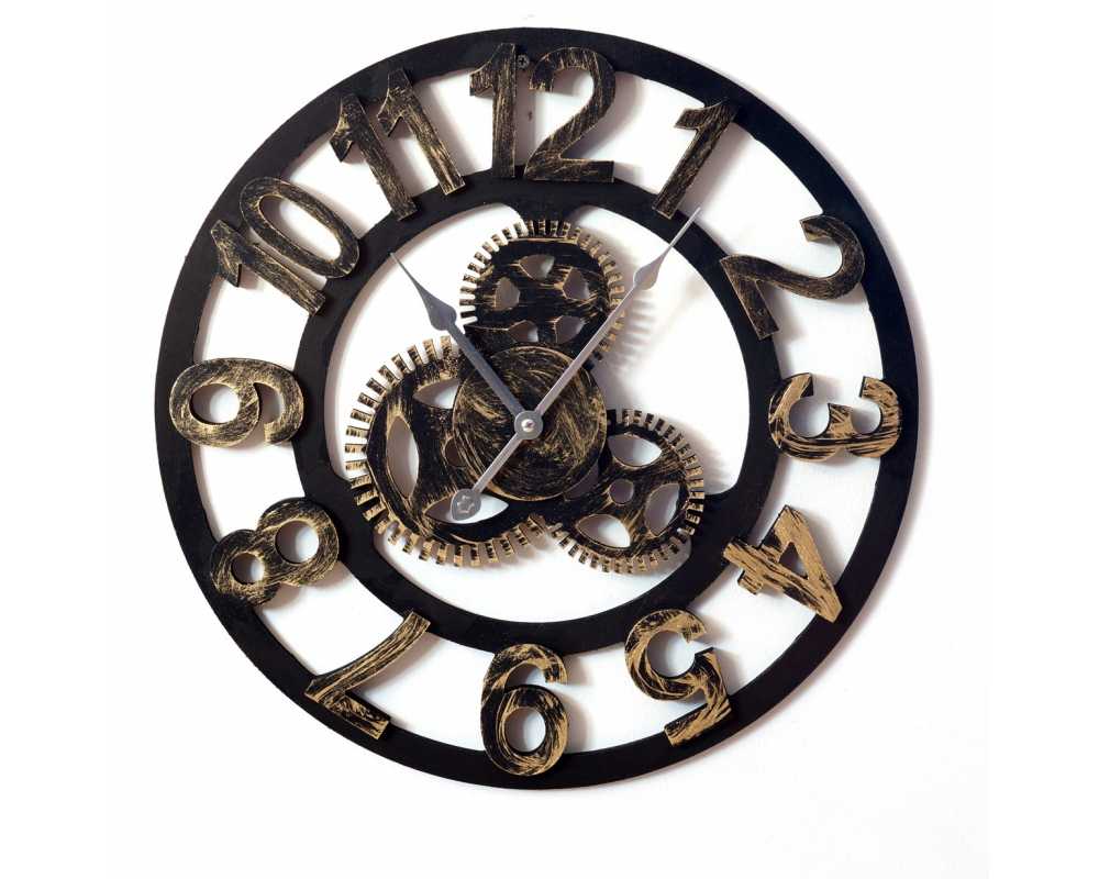 Nowoczesny zegar ścienny VINTAGE SHABBY LOFT 48 cm brązowy - dekoracyjny zegar wiszący - wyposażenie wnętrz 