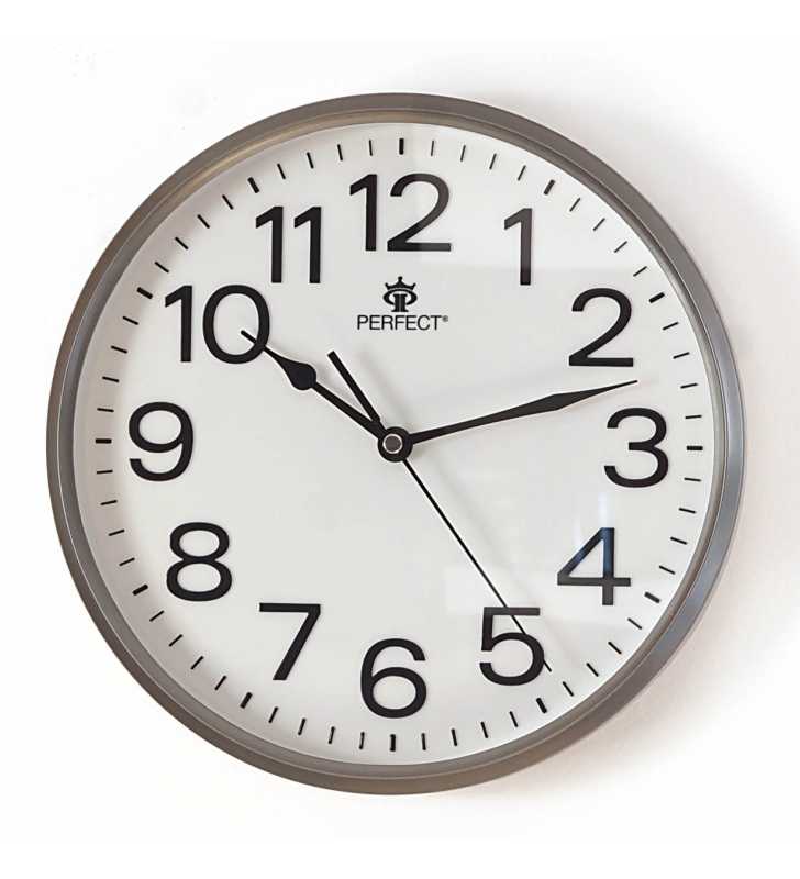 Klasyczny zegar ścienny 683 szary - dekoracyjny zegar wiszący - wyposażenie wnętrz