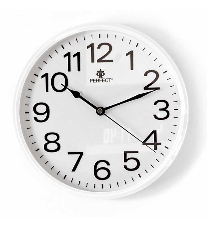 Klasyczny zegar ścienny 683 biały - dekoracyjny zegar wiszący - wyposażenie wnętrz