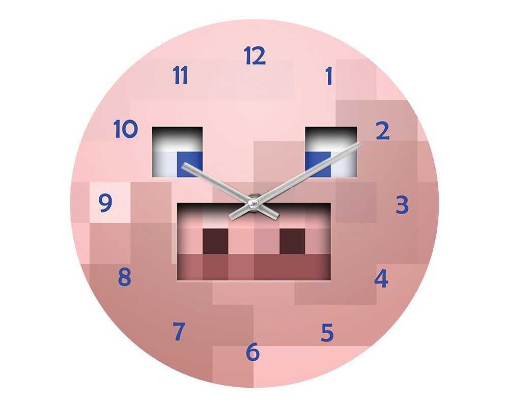 Zegar ścienny do pokoju dziecka Happy Hour Minecraft3 ryjek świnki