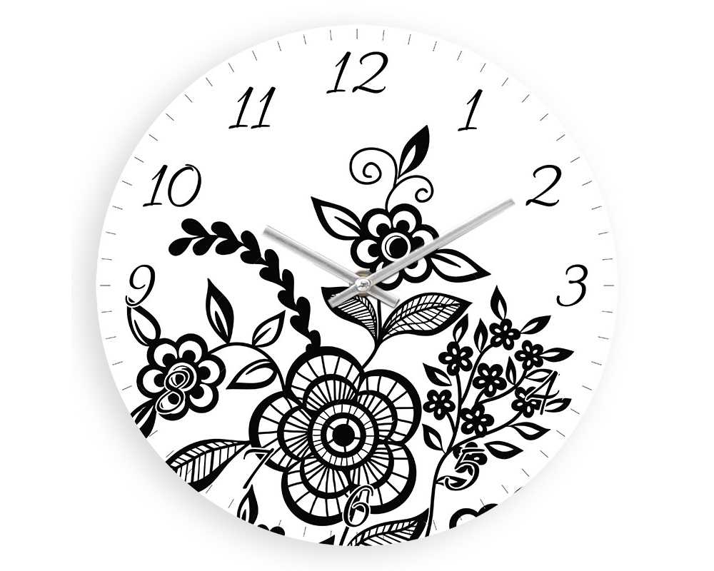 Zegar ścienny Folk - wzór ludowy kwiaty -5➤ nowoczesne zegary ścienne ludowe  ➤ zegary ścienne Hit