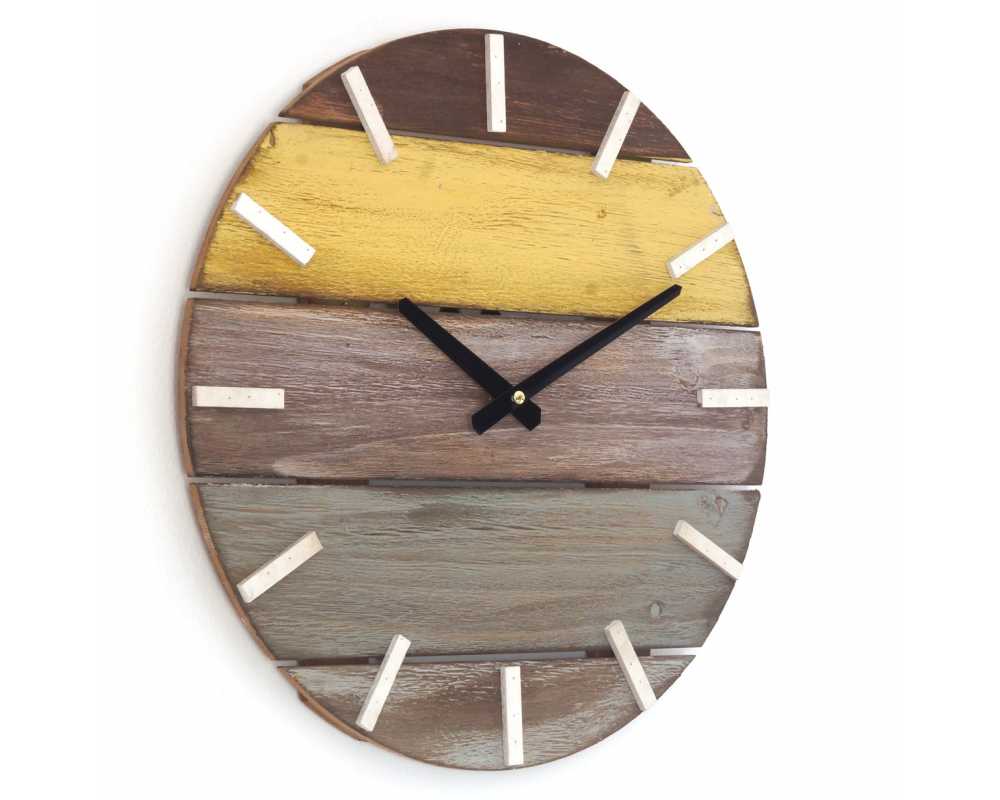 Nowoczesny zegar ścienny drewniany 3D kolor - dekoracyjny zegar wiszący - wyposażenie wnętrz - drewniany zegar ścienny