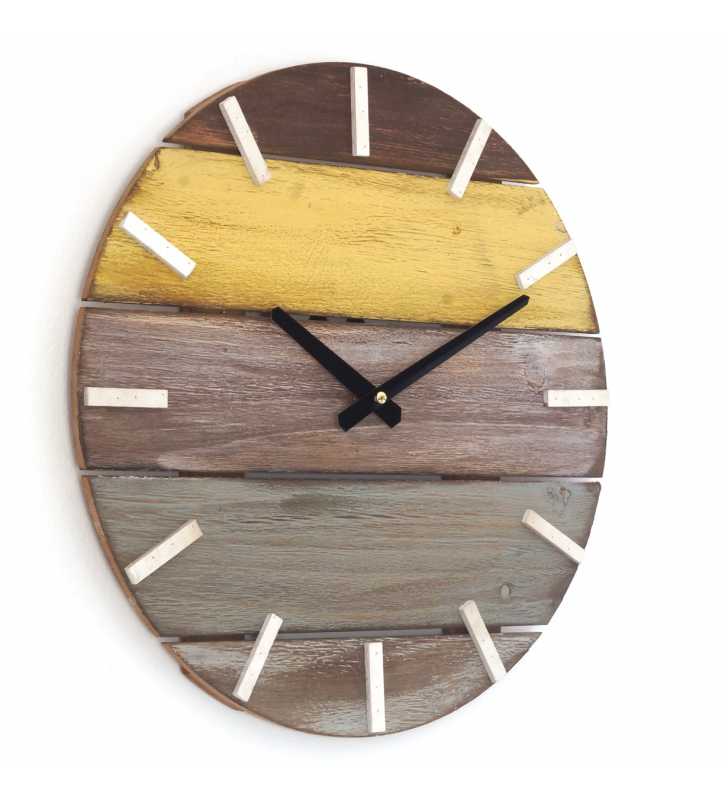Nowoczesny zegar ścienny drewniany 3D kolor - dekoracyjny zegar wiszący - wyposażenie wnętrz - drewniany zegar ścienny