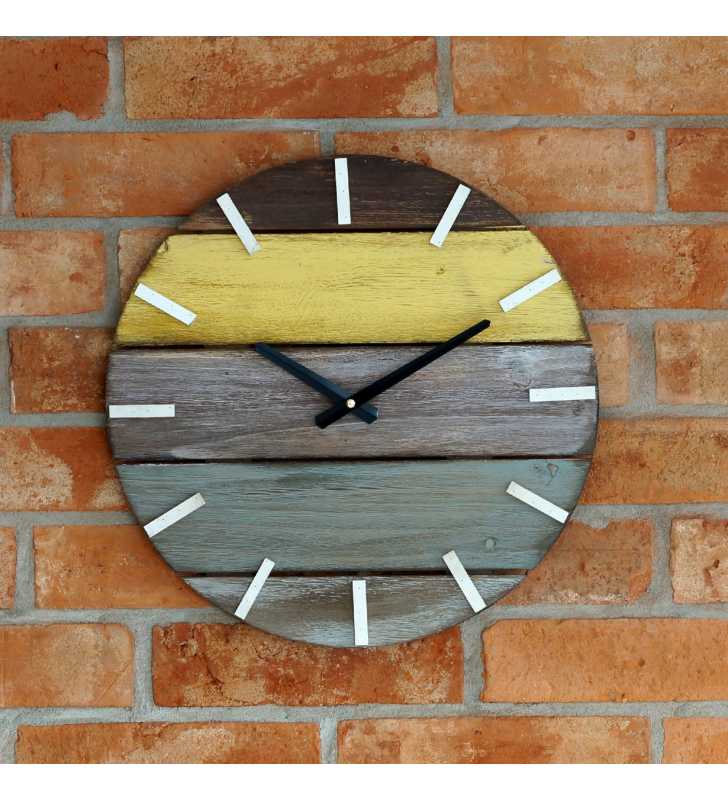 Nowoczesny zegar ścienny drewniany 3D kolor - dekoracyjny zegar wiszący - wyposażenie wnętrz - drewniany 