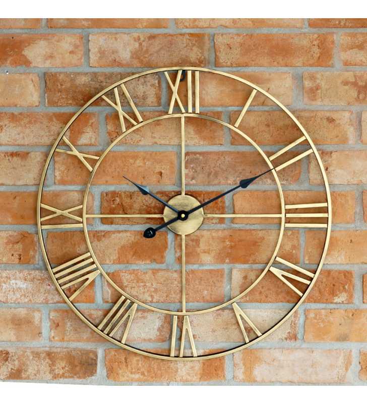 Loft zegar metalowy 60 cm kolor stare złoto copper