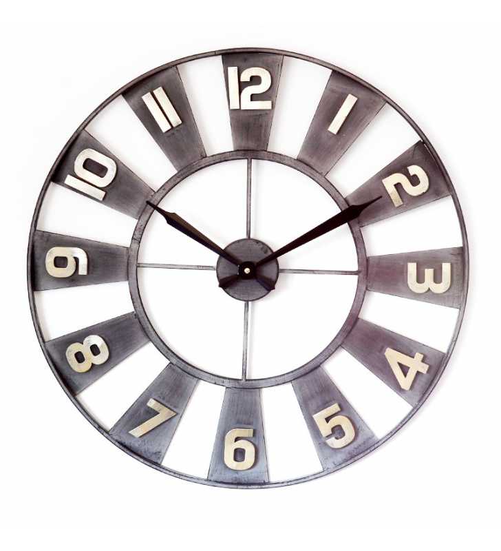 Metalowy zegar ścienny LOFT 60 cm szaro złoty