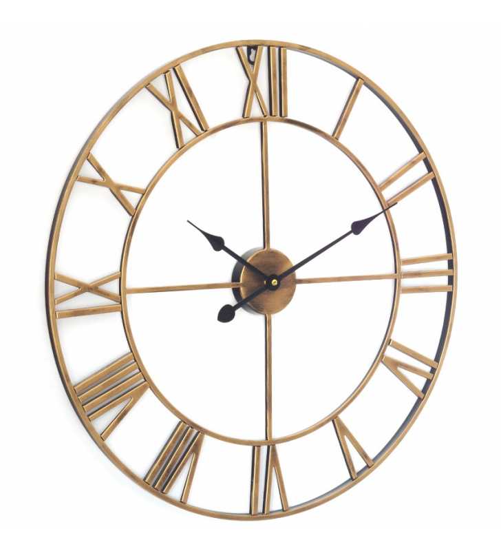 Loft zegar metalowy 47 cm kolor stare złoto copper