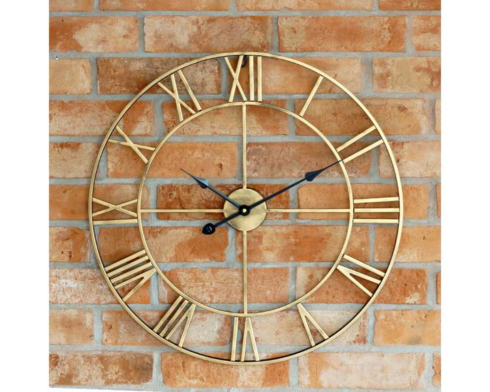 Loft zegar metalowy 47 cm kolor stare złoto copper