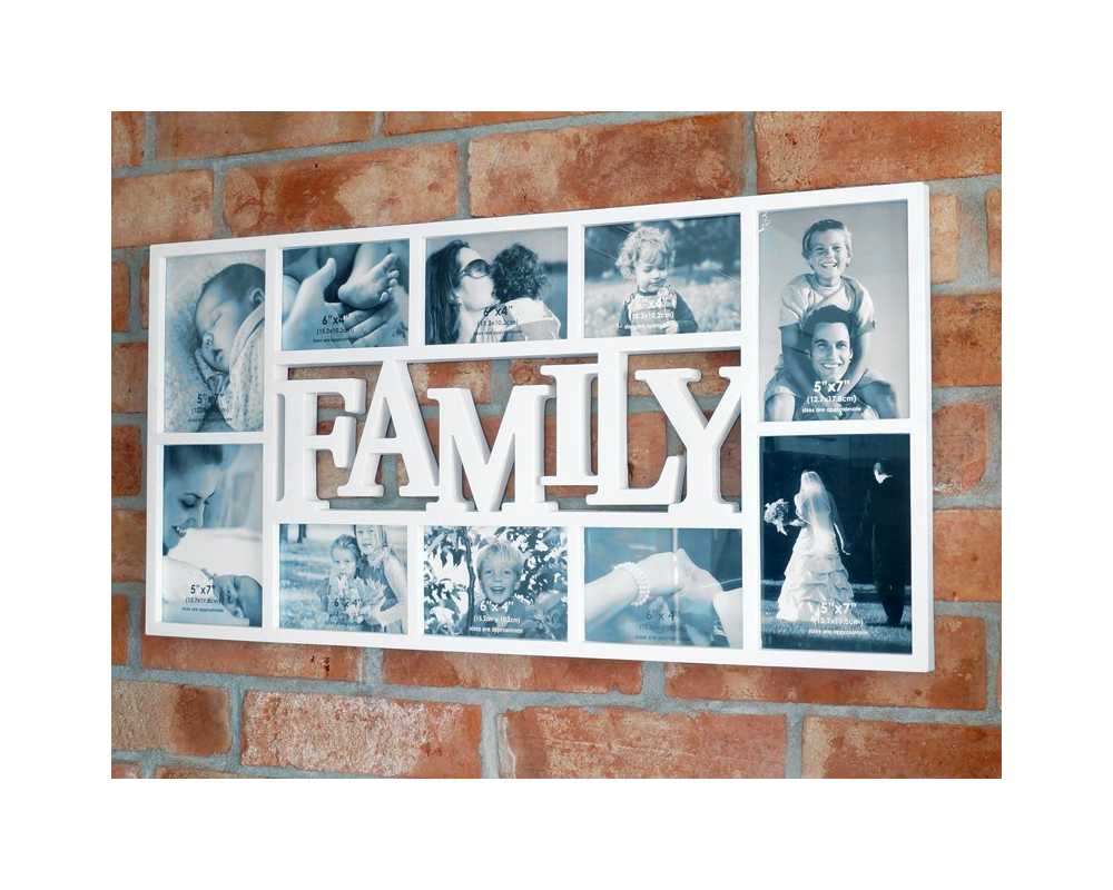 Ramka  na zdjęcia Family biała 10 zdjęć 72 cm x 37 cm