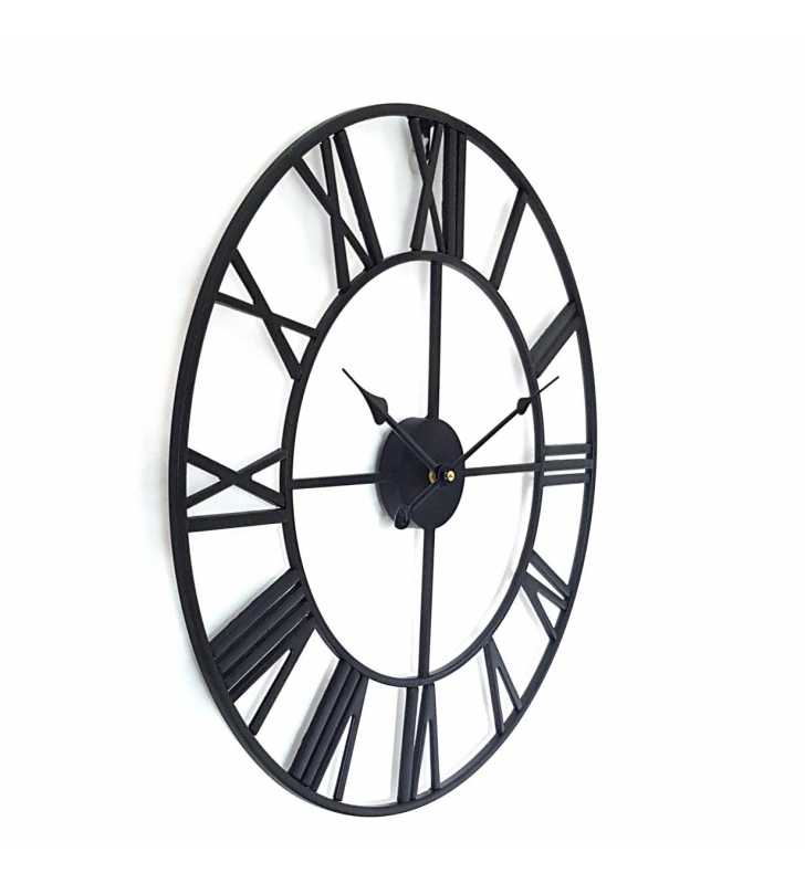 Metalowy zegar ścienny VINTAGE Shabby LOFT czarny 45 cm - dekoracyjny zegar wiszący - wyposażenie wnętrz 