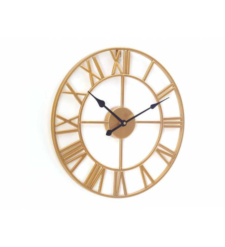 Metalowy zegar ścienny VINTAGE Shabby LOFT czarny 40 cm ZŁOTY  - dekoracyjny zegar wiszący - wyposażenie wnętrz 