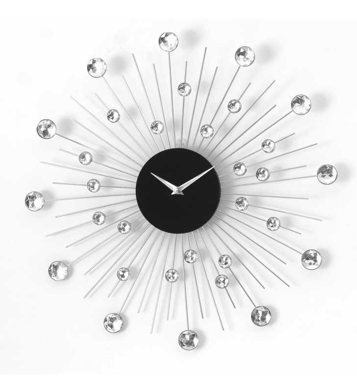 Zegar ścienny Crystal - DIamond - Nowoczesny zegar ścienny Nextgeneration DIAMOND 905  minimal efekt lustra czarna tarcza