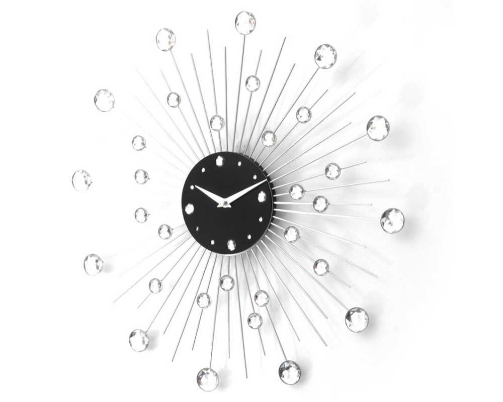 Zegar ścienny Crystal - DIamond - Nowoczesny zegar ścienny Nextgeneration DIAMOND 905  minimal efekt lustra cyrkonie e-9