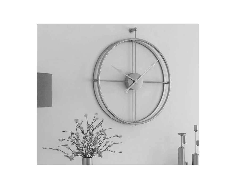 Zegar ścienny metalowy LOFT Silver 56 cm 3D