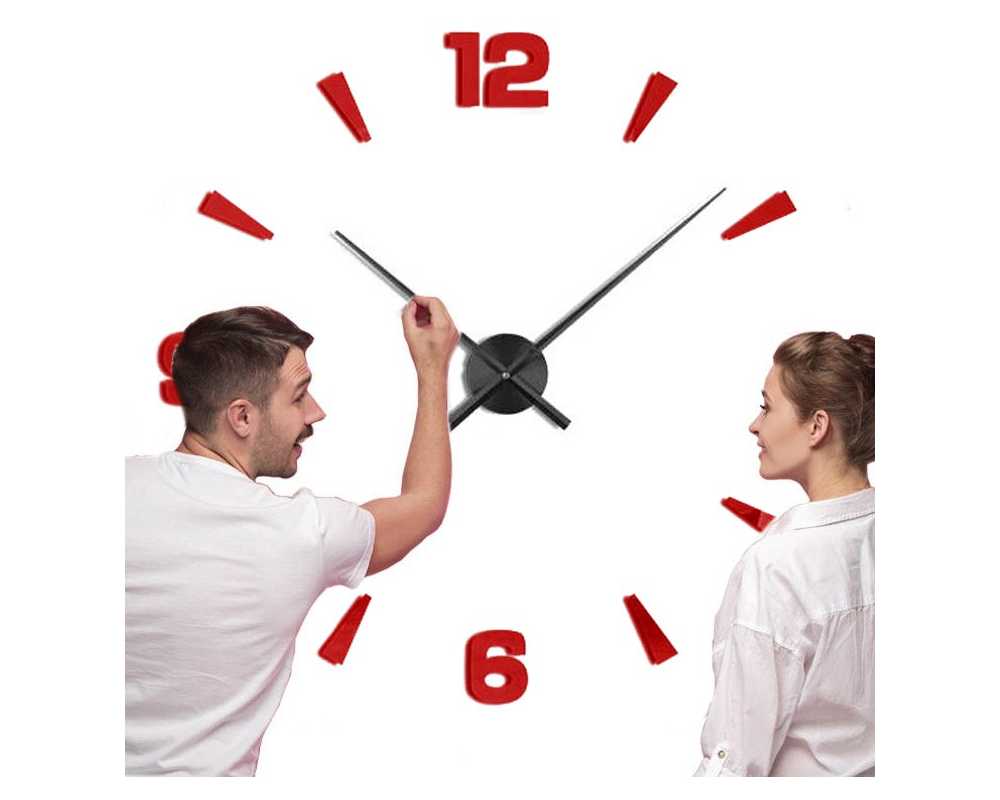 Zegar ścienny diy duży T4218 czerwono czarny 130 cm