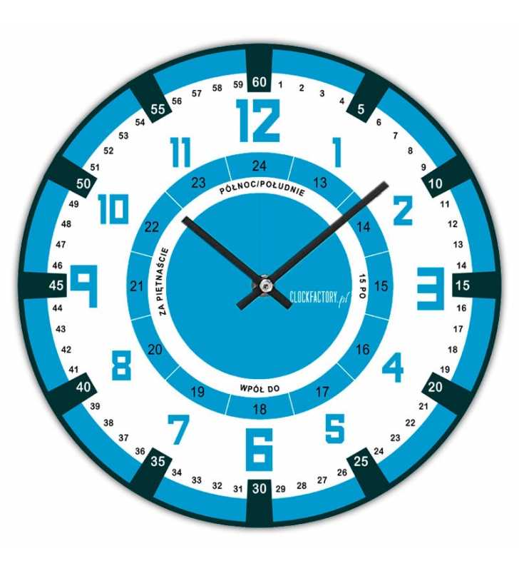Zegar dla dzieci ścienny Happy Hour do nauki godzin W7 niebieski
